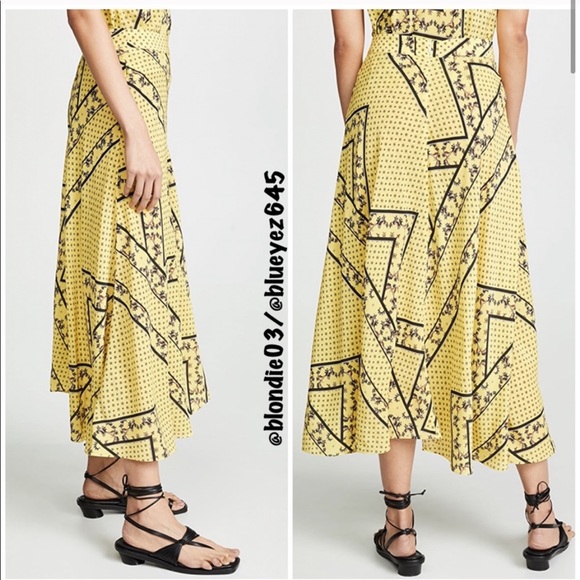 Ganni Silk Mix Skirt minion yellow 42/US 10 - Picture 5 of 8